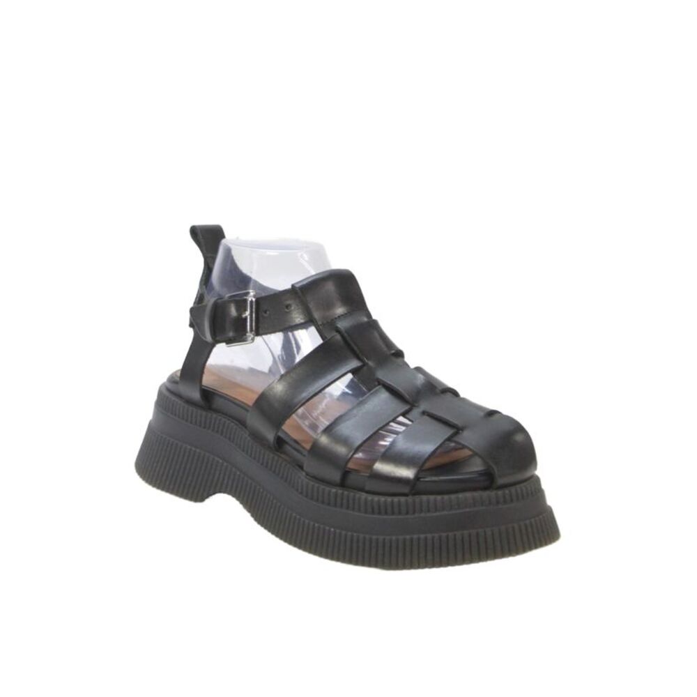Ganni Womens Leather Fisherman Sandals Black Size 39 9